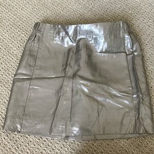 J Crew Silk Metallic Silver Skirt